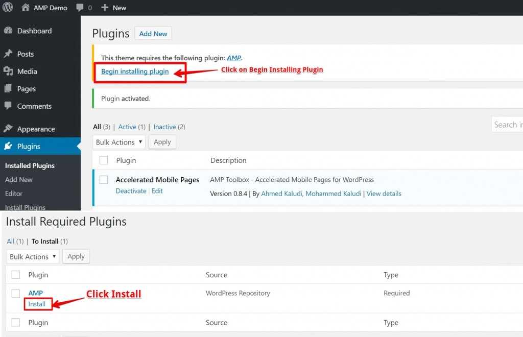 Amp plugin for wordpress