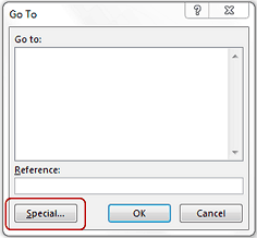 Clean data in excel go to dialogue
