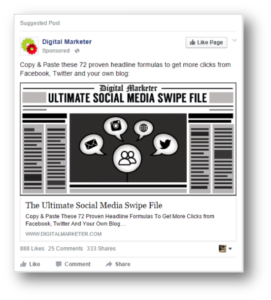 Example of facebook sponsored posts