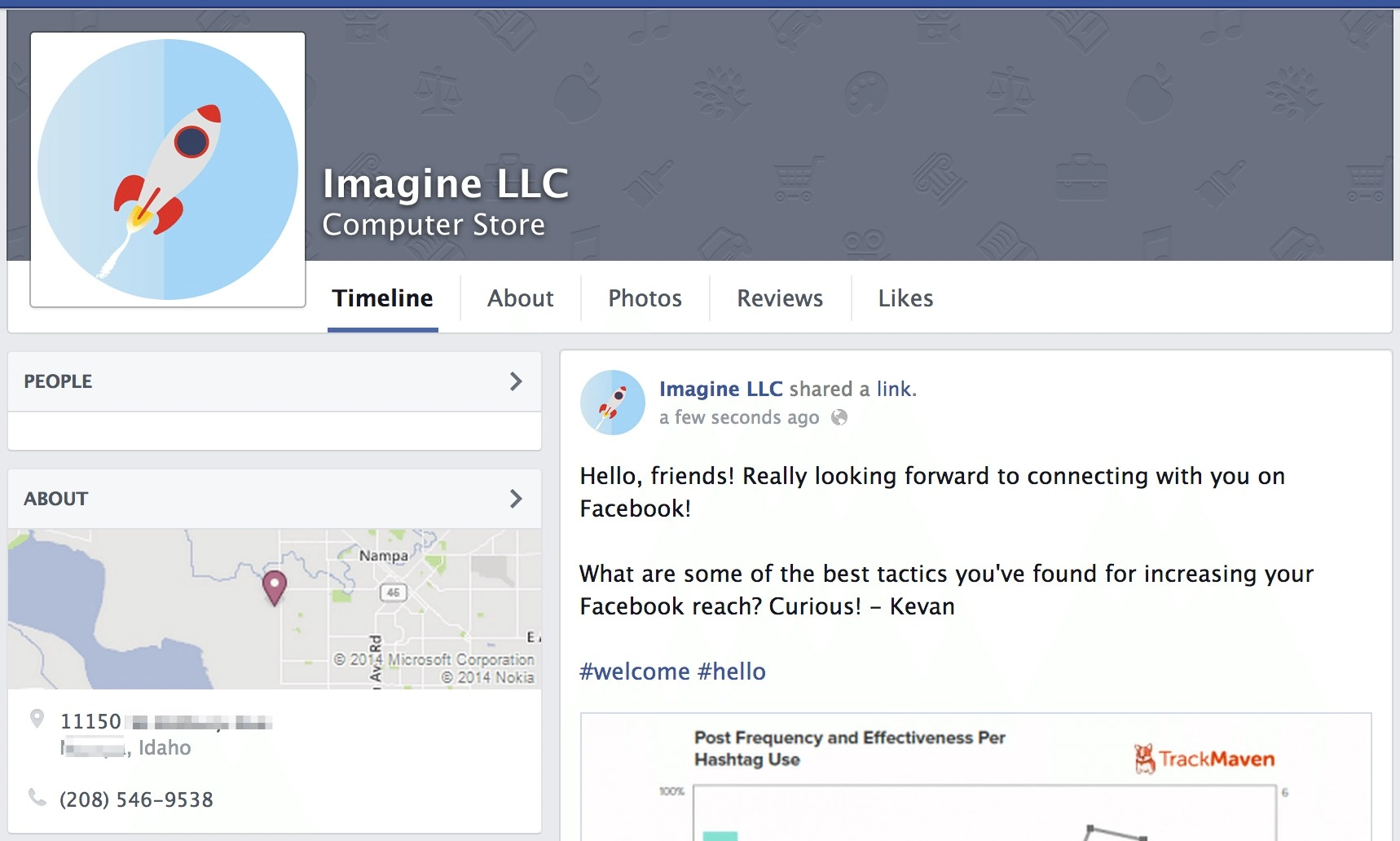 Facebook business page welcome