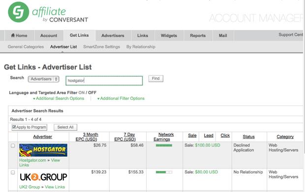 Affiliate marketing websites