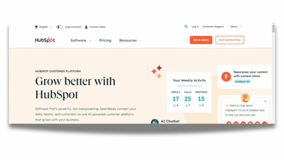 Hubspot is hub of marketing, sales and social listening overall