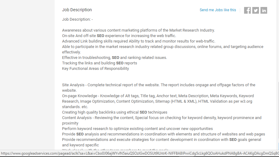 Seo executive job description