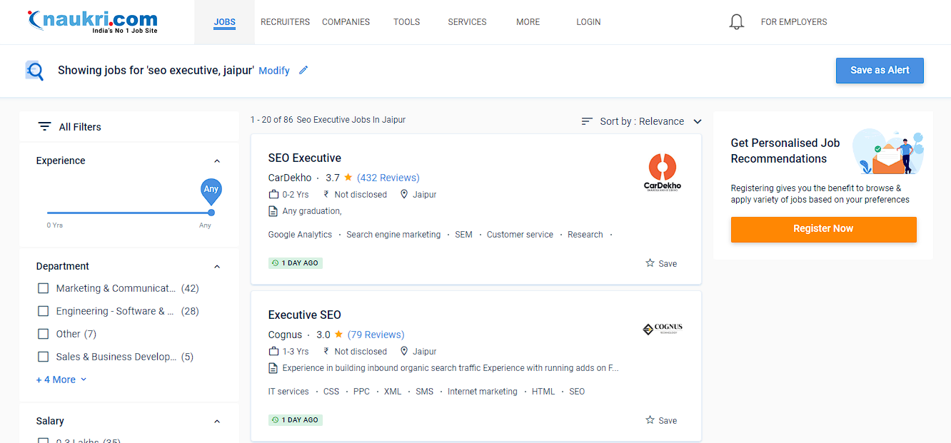 Seo executive jobs in jaipur