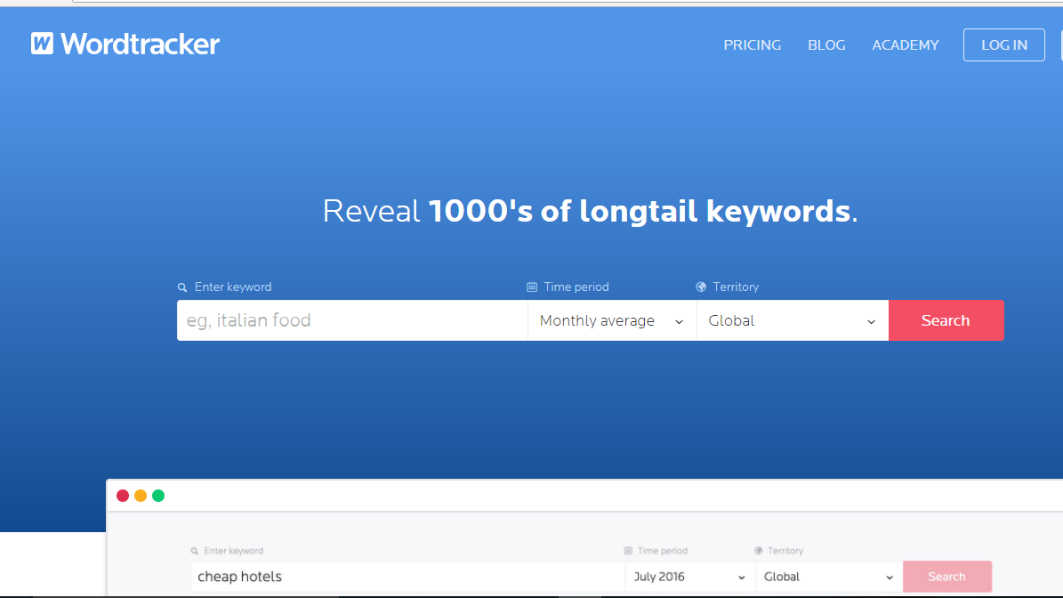Wordtracker keyword tool