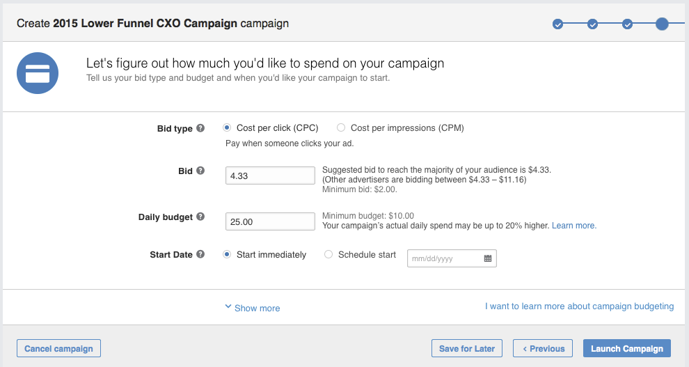 Set-your-budget linkedin ads