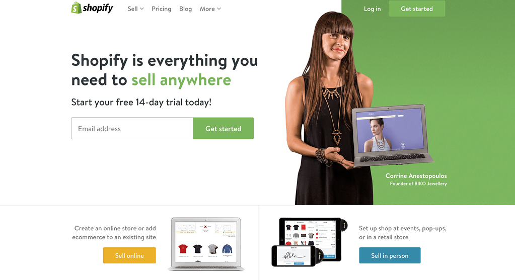 Shopify landing page