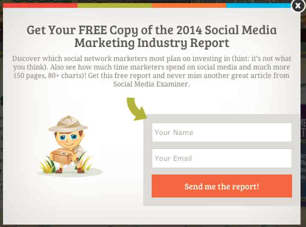 Social media examiner scroll pop up