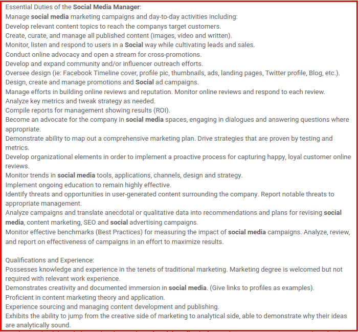Social media manager jobs