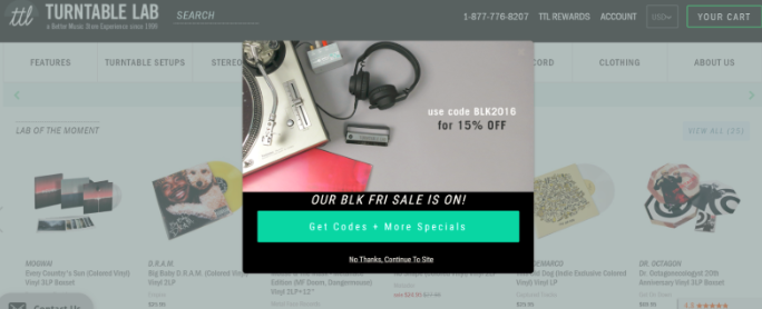 Turntable lab lightbox pop up