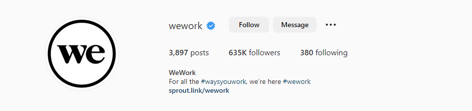 Wework hashtagging example