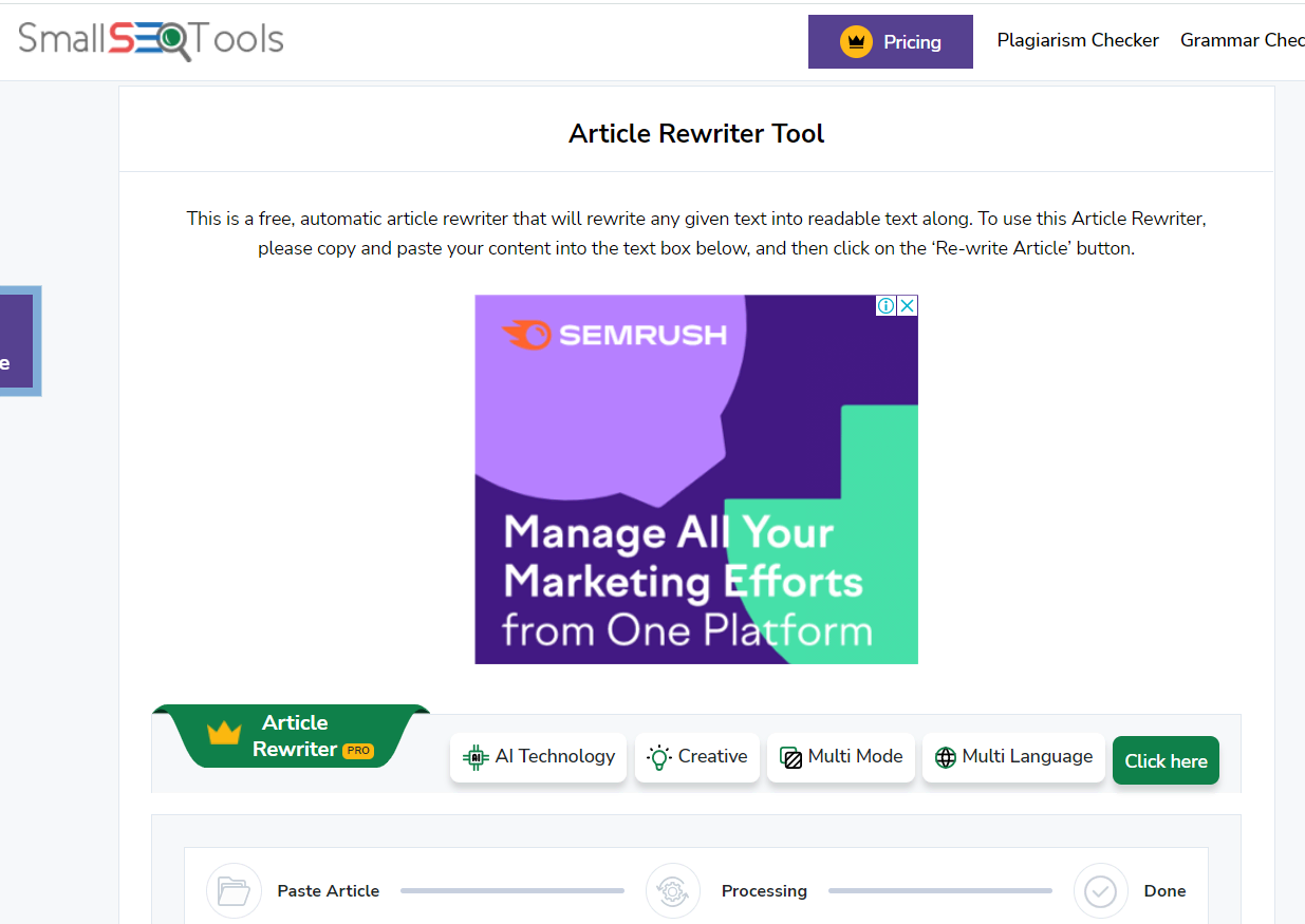 Article rewriter tool