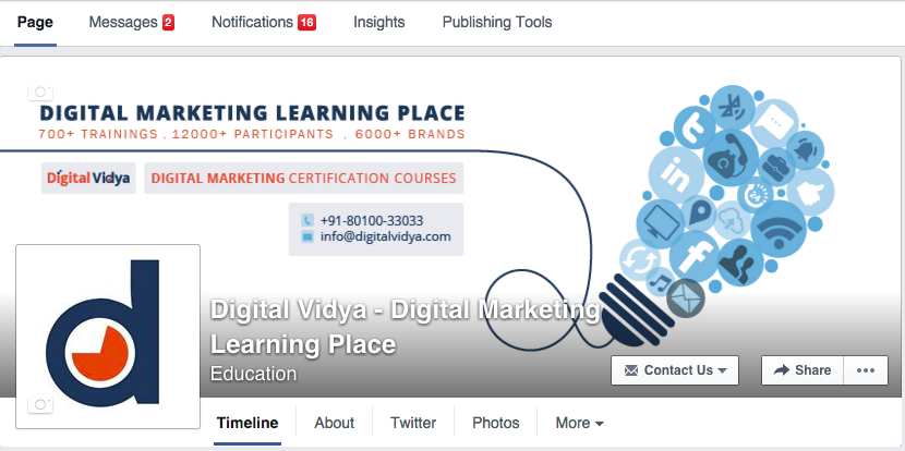 Digital vidya facebook page