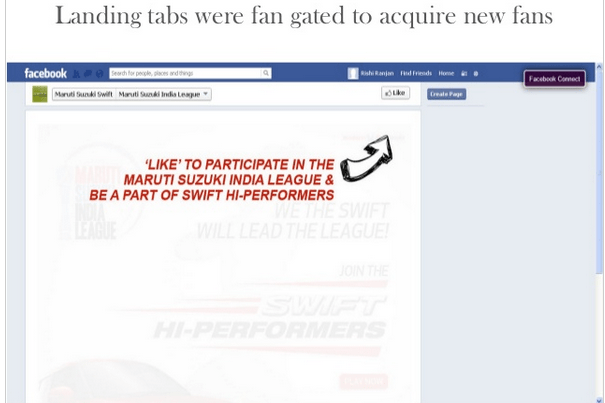 Landing page of facebook