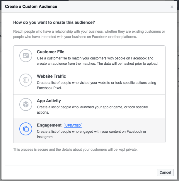 Retarget facebook live video - engagement on facebook