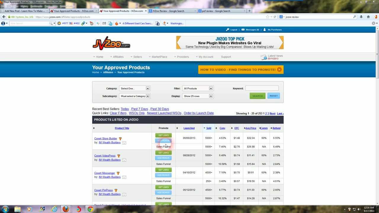 Affiliate marketing websites