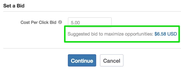 Set a bid on quora ads
