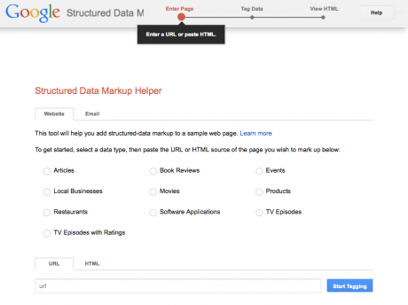 Structured data markup helper