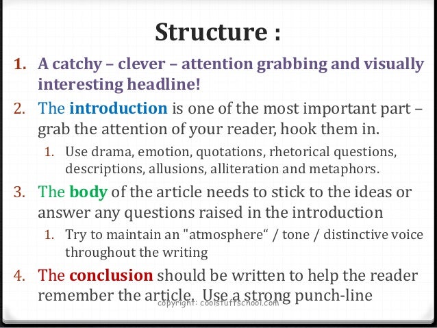 Structure of an article