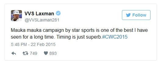 Vvs laxman tweets on mauka mauka