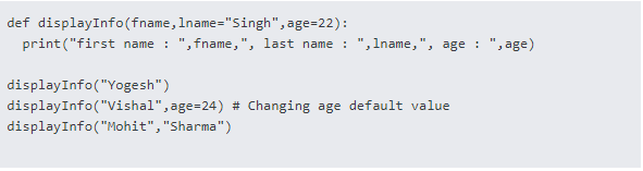 Create functions in python with the default value - example